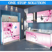 L Shaped Customized High Gloss 3D Print Kitchen Cabinet (PLD1503)